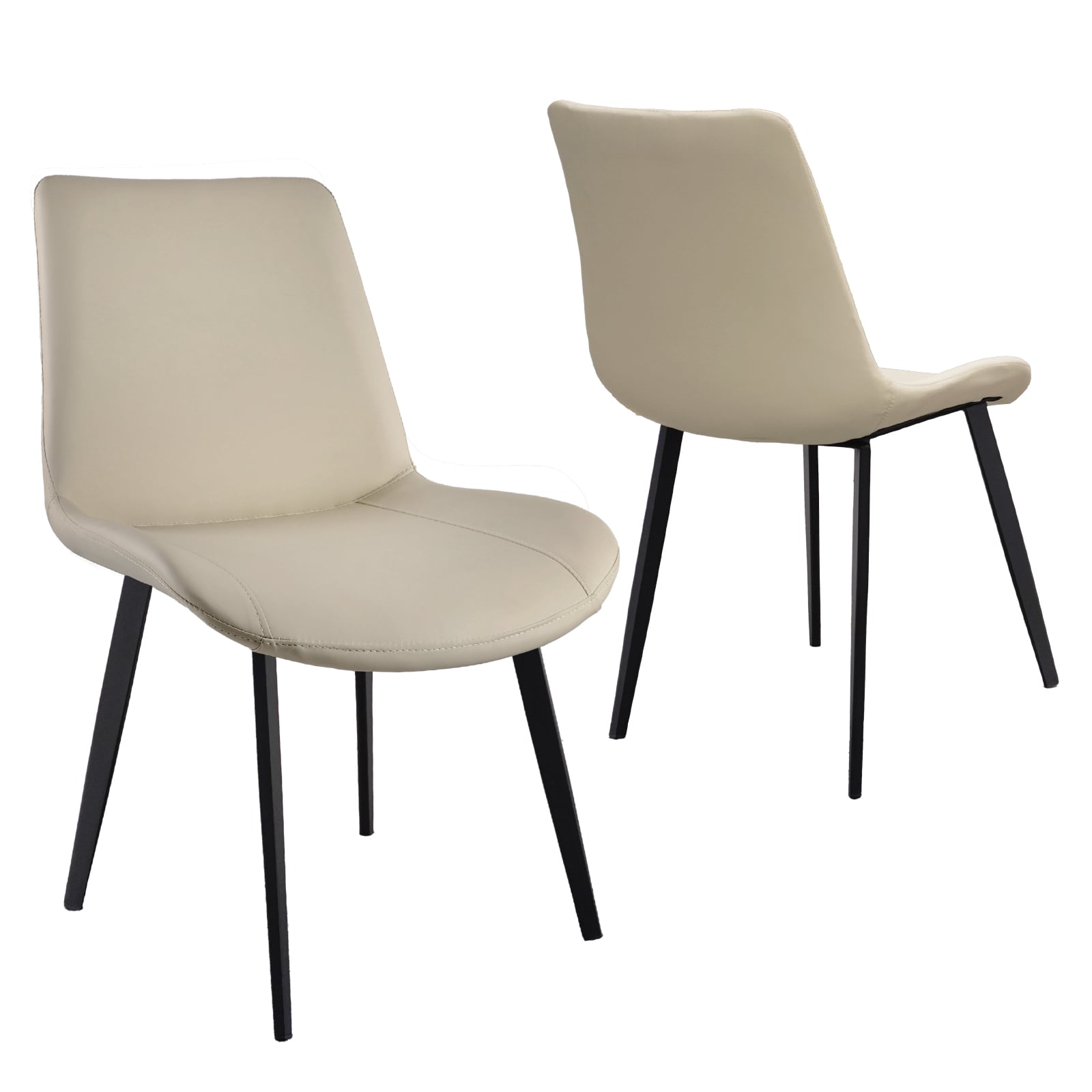 Light Grey PU Leather Dining Chair With Metal Legs, Modern Upholstered Chair Set Of 2 For Kitchen, Restaurant, Living, Meeting Room_voghion.com